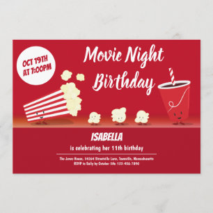 Invitación Noche de cine Aniversario sonriente Personalizado 
