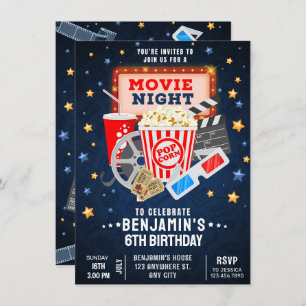Invitación Noche de cine Cumpleaños