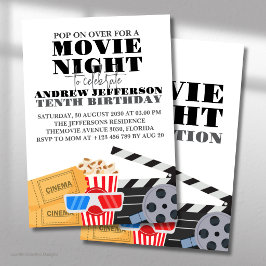 Invitación Noche de Cine Cumpleaños divertido Fiesta de Cine