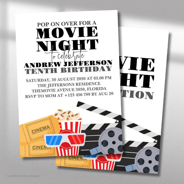 Invitación Noche de Cine Cumpleaños divertido Fiesta de Cine (Subido por el creador)