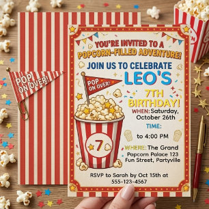 Invitación Noche de cine de carnaval de circo de palomitas Cu