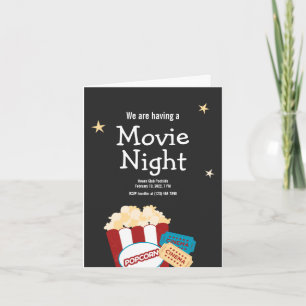 Invitación Noche de cine de época, palomitas de maíz, películ