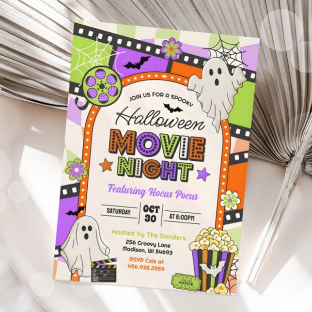 Invitación Noche de cine de Halloween Aterrador cumpleaños (Subido por el creador)