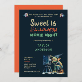 Invitación Noche de cine de Halloween Carácter Gremlin Dulce 