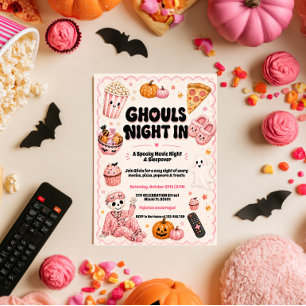 Invitación Noche de Cine de Halloween con Pernocta