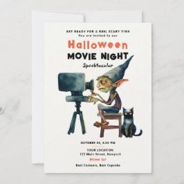 Invitación Noche de cine de Halloween Gato de Gremlin Spookta