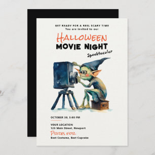 Invitación Noche de cine de Halloween Spooktacular Green Grem