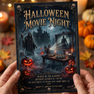 Invitación Noche de cine de Halloween vintage gótico