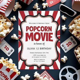 Invitación Noche de cine de Popcorn   Fiesta del Teatro Rojo