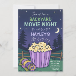 Invitación Noche de cine en el patio trasero al aire libre