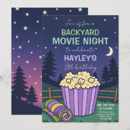 Invitación Noche de cine en el patio trasero al aire libre