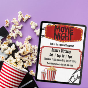 Invitación Noche de Cine Especial Cumpleaños