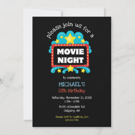 Invitación Noche de cine Fiesta de cumpleaños niños cine lind