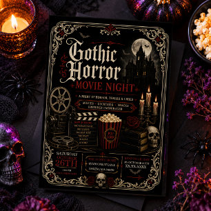 Invitación Noche de cine gótico de Halloween Fiesta de terror