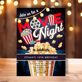 Invitación Noche de cine Niños de palomitas de maíz Cumpleaño