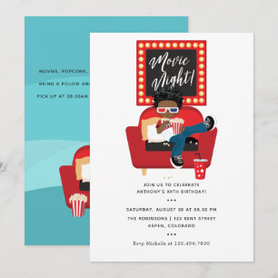 Invitación Noche de cine para niños afroamericanos, fiesta de