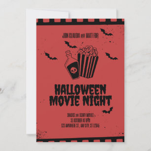 Invitación Noche de Cine Retro Palomitas y Poción Espeluznant