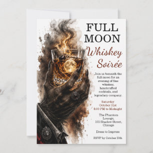 Invitación Noche de cóctel de whisky hombre lobo Halloween