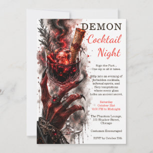 Invitación Noche de Cóctel Demoníaco Fiesta Infernal de Hallo