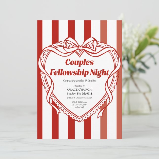 Invitación Noche de confraternidad para parejas Evento de la  (Anverso de pie)