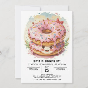Invitación Noche de cumpleaños de encantada Girly Donuts