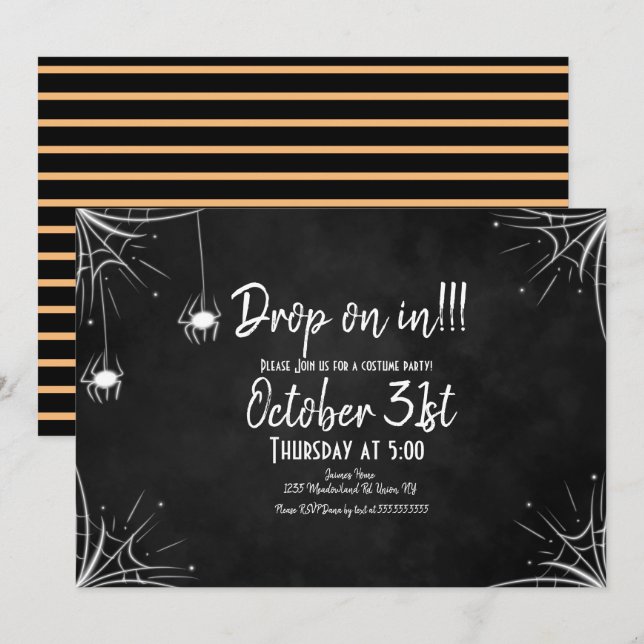 Invitación Noche de cumpleaños de Halloween con vestuario de  (Anverso / Reverso)