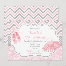 Invitación Noche de cumpleaños de la bailarina de Chevron ros