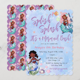 Invitación Noche de cumpleaños de la sirena afroamericana
