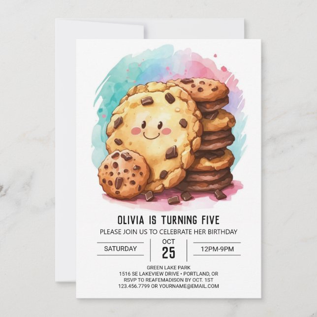 Invitación Noche de cumpleaños de las cookies en línea modern (Anverso)