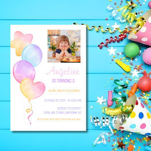 Invitación Noche de cumpleaños de niños con fotografía en glo