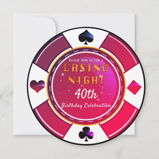 Invitación Noche de cumpleaños del Casino de Las Vegas (Anverso)