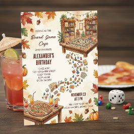 Invitación Noche de cumpleaños en el acogedor café de juegos