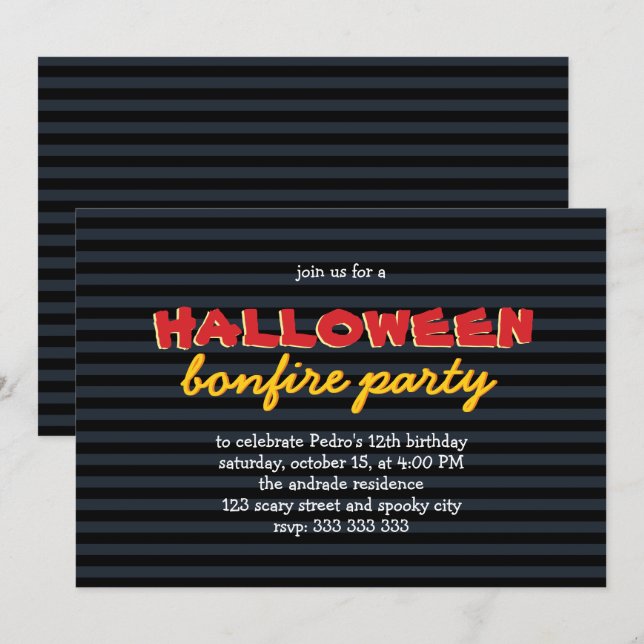 Invitación Noche de cumpleaños fiesta de Halloween Chico 12 (Anverso / Reverso)