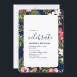 Invitación Noche de cumpleaños para adultos de verano tropica<br><div class="desc">Celebra tu día especial con esta invitación tropical para fiestas que incluye tipografía simple y elegante y patrones tropicales. Esta plantilla de diseño es completamente personalizable.</div>