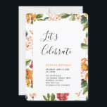 Invitación Noche de cumpleaños para adultos de verano tropica<br><div class="desc">Celebra tu día especial con esta invitación tropical para fiestas que incluye tipografía simple y elegante y patrones tropicales. Esta plantilla de diseño es completamente personalizable.</div>