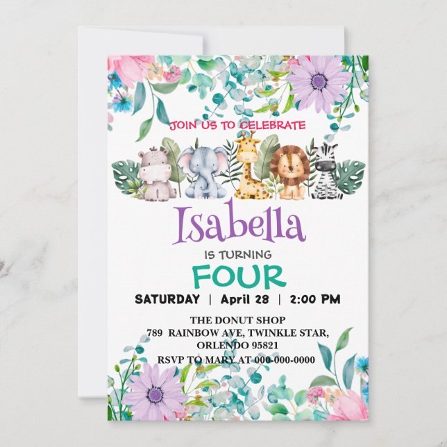 Invitación Noche de cumpleaños para los niños (Anverso)