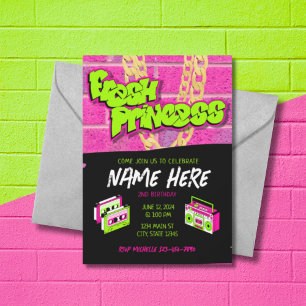 Invitación Noche de cumpleaños temática de la princesa fresca
