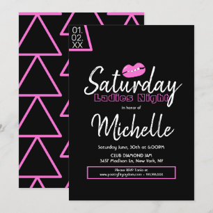 Invitación Noche de Damas Fiesta de Cumpleaños Labios Rosados