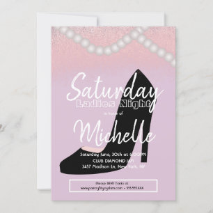 Invitación Noche de Damas Fiesta de Cumpleaños Tacones Negros