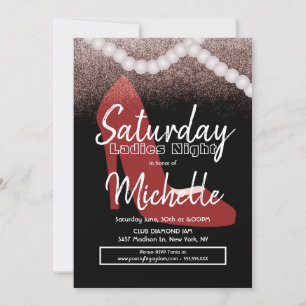 Invitación Noche de Damas Fiesta de Cumpleaños Tacones Rojos