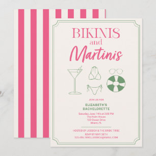 Invitación Noche de despedida de soltera con bikinis y martin