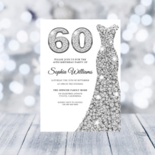 Invitación Noche de Diamante Vestidas Mujeres Fiesta de Cumpl