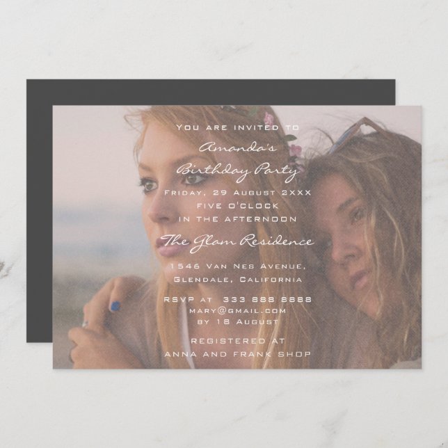 Invitación Noche de ducha de novia fiesta de cumpleaños foto  (Anverso / Reverso)