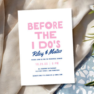 Invitación Noche de ensayo de boda divertida y moderna en azu