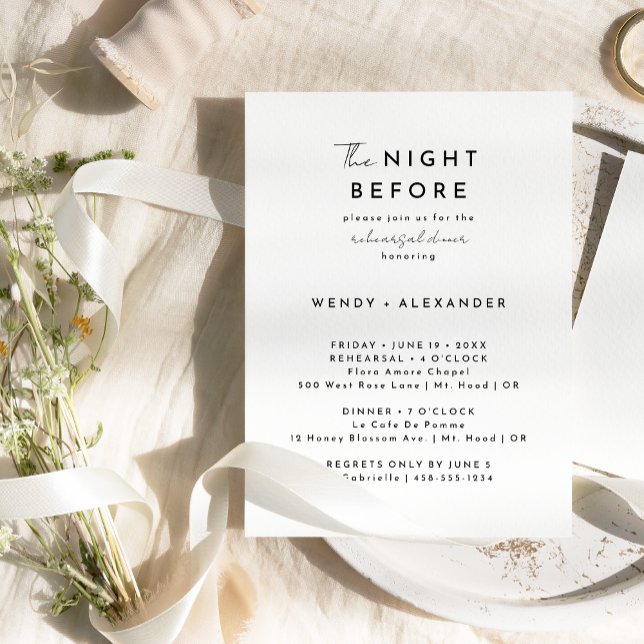 Invitación Noche de escritura blanca moderna antes de la cena (Subido por el creador)