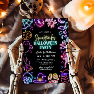 Invitación Noche de Espanto de Halloween Neon