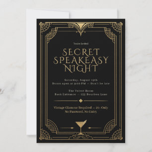 Invitación Noche de Espeakeasy Secreto - Rugientes 20