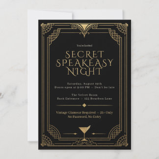 Invitación Noche de Espeakeasy Secreto - Rugientes 20