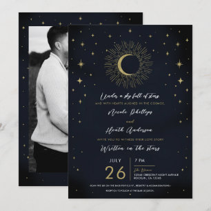Invitación Noche de Estrellas de Oro Estallido Celestial de L