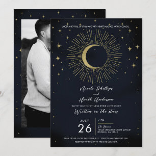 Invitación Noche de Estrellas Doradas Explosión Celestial de 